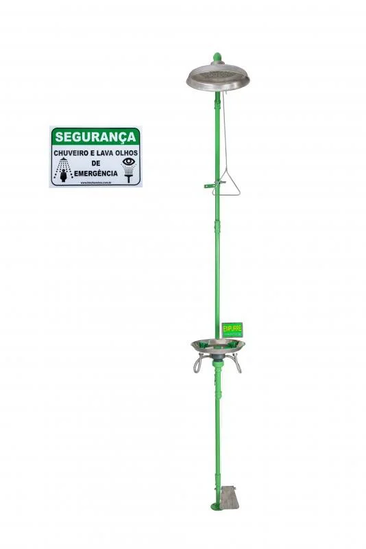 Chuveiro de emergência com lava olhos